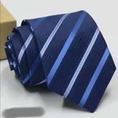 ネクタイ ネイビー ブルーストライプ ビジネス フォーマル スーツ シルク風