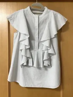 io H.P.FRANCE ストライプ　フリルブラウス