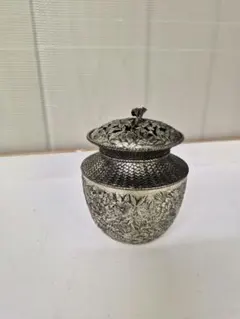 香炉 小壺 蓋付き 金属工芸品 茶道具 古美術 アンティーク