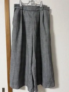 INGNI グレー系チェック ガウチョパンツ ウエストゴム