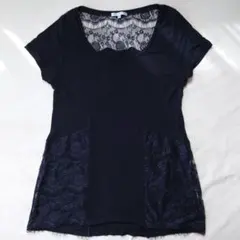 BLACK by moussy レース切替 半袖Tシャツ ブラックのサムネイル