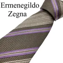 エルメネジルドゼニア ネクタイ ゴールド ストライプ ジャガード シルク