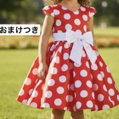 ディズニー ミニー コスチューム 90 100 ドット ワンピース　カチューシャ
