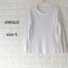 300円〜 UNIQLO ユニクロ リブ クルーネック Tシャツ ホワイト S