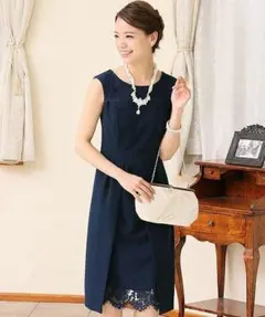 【値下げ】パーティードレス/ワンピース/結婚式/お呼ばれ/ネイビー