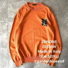 ZANONE 幾何学模様 ワンポイント クルーネック ニット ウール サイズXLのサムネイル