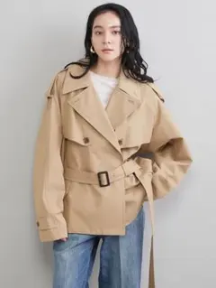 【新品未使用】ミラオーウェン♡26SS ショートトレンチコート キャメル 0