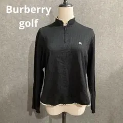 バーバリーゴルフ ロゴ刺繍 ハーフジップ 長袖カットソー Lブラック