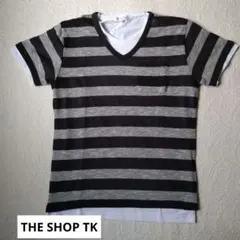 THE SHOP TK ストライプ Vネック Tシャツ Mのサムネイル
