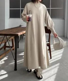 Discoat カーキ 長袖 ロングワンピース