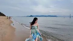 青と緑のグラデーション マキシドレス風ビーチウェア