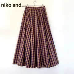 ニコアンド イージードライタックスカート　ギンガムチェック　Mサイズ パープル