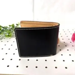 レザー二つ折り財布 黒栃木レザー
