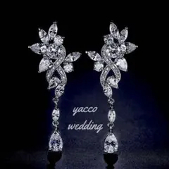 高品質イヤリング★キュービックジルコニア新品ブライダルウェディング揺れるa