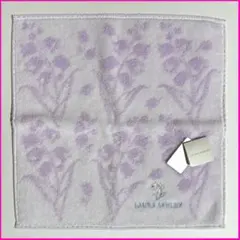 ローラアシュレイハンカチ　ハンドタオル　新品タグ付き　タオルハンカチ　パープル