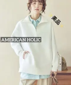 k1148 美品　AMERICAN HOLIC ハーフZIPポンチプルオーバー