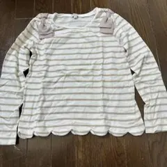 anyfam ボーダー ロンT リボン １箇所汚れあり