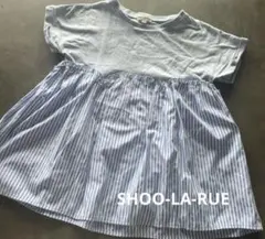 SHOO-LA-RUE 水色ストライプTシャツ 140