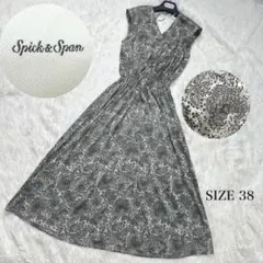 【美品】Spick & Span大人ペイズリー柄ワンピース＊細見えVネック38
