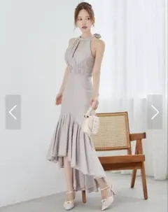 sugar ホルターネック マーメイドドレス ライトグレー Lサイズ