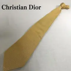 クリスチャンディオール ネクタイ 黄 ドット柄 シルク フランス製【n4489】