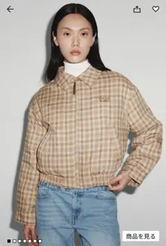 チェック柄クロップドジャケット Lサイズ