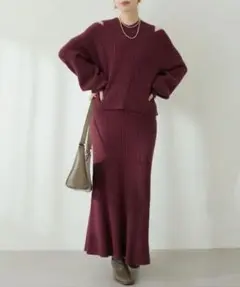 natural couture　SET UPガーリーニットワンピース