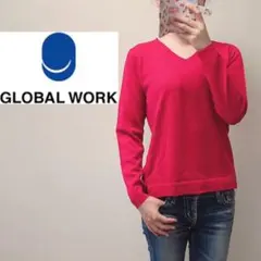 2. 新品 GLOBAL WORK ニット M 赤 ピンク