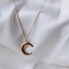 ゴールドムーン ネックレス ステンレス 18KGP 三日月 クレセント 月