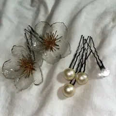 髪飾り　6点セット　花　パール