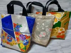 ハンドメイド帯リメイクバックトートバッグ3点No.177