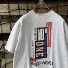 90s ヨネックス ロゴTシャツ 霜降りグレー USA製 シングルステッチ 丸胴のサムネイル