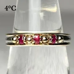 K10刻印 4℃ ヨンドシー ストーン装飾 シルバー リング 指輪 SILVER