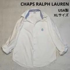 90s CHAPS Ralph Lauren BDシャツ USA製 ロゴ 刺繍