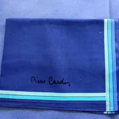 Pierre Cardin ネイビー ストライプ ハンカチ