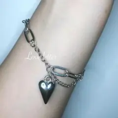 No.948 シルバーハートチョーカーブレスレット 韓国 量産型 地雷