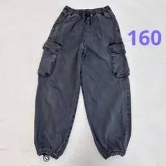 GU◇KIDSデニムカーゴパンツ　ウエストゴム仕様　L(160)