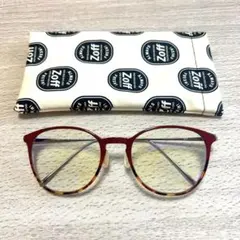 Zoff ワインレッド ラウンドメガネ ケース付き