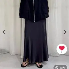 BABYLONE　ウォッシャブルシルクレーヨンフレアスカート　チャコールのサムネイル