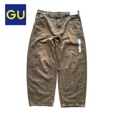【新品タグ付✨】GU バレルレッグジーンズ 3XLサイズ ブラウン 裾上げ無