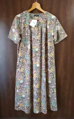 あっとほうむ 花柄 半袖ワンピース 新品 ゆったり ルームウェア