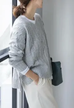 アーバンリサーチ ドアーズ　ハミルトンウールアラン柄プルオーバー　グレー