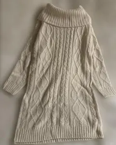 ケーブル編み ニットワンピースMサイズ白