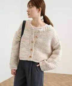 FRAMeWORKMIXヤーン2WAYニットショート丈ざっくりセーター
