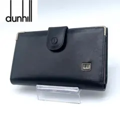 【美品】 Dunhill レザー 二つ折り財布 ロゴ金具 ゴールド金具 ブラック