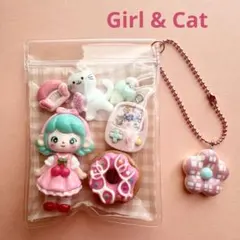 ガチャ詰めポーチ ミニ ガール 猫 ボールチェーン ミニパック 1個