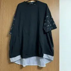 専用　オーバーサイズ ブラック Tシャツ ストライプ裾