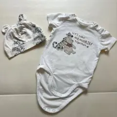 H&M ロンパース 帽子プーさん ティガー ディズニー 耳付き 白 半袖 夏服