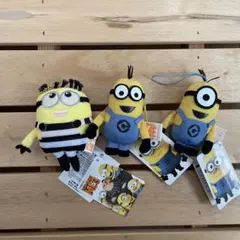 ミニオン　ミニぬいぐるみキーホルダー　3点セット