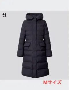 【美品】UNIQLO＋J ウルトラライトダウンフーデットコート ネイビー M